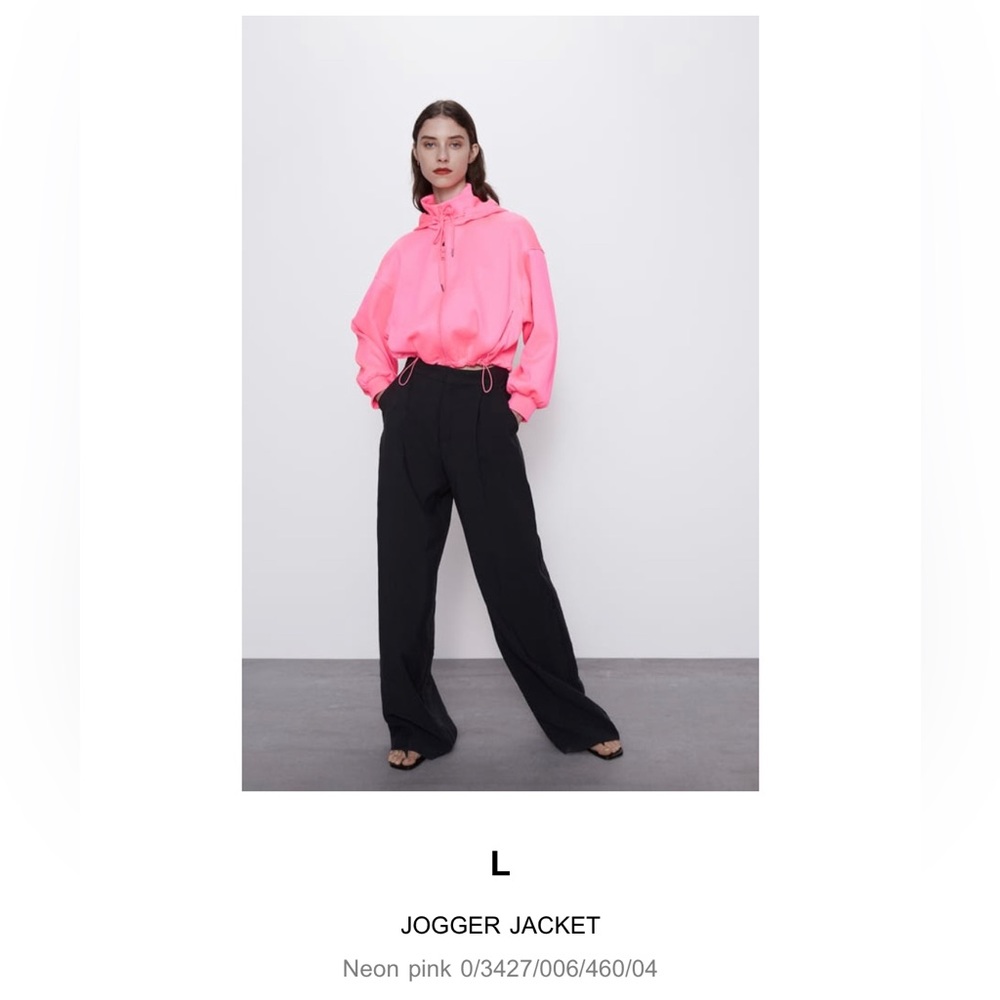 Zara Neon Pink Jogger Jacket size L New